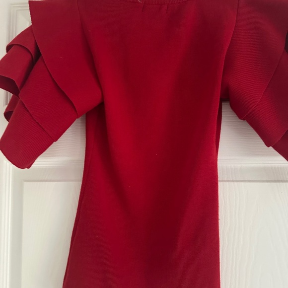 Red Ruffled Sleeve Top - Picture 3 of 4